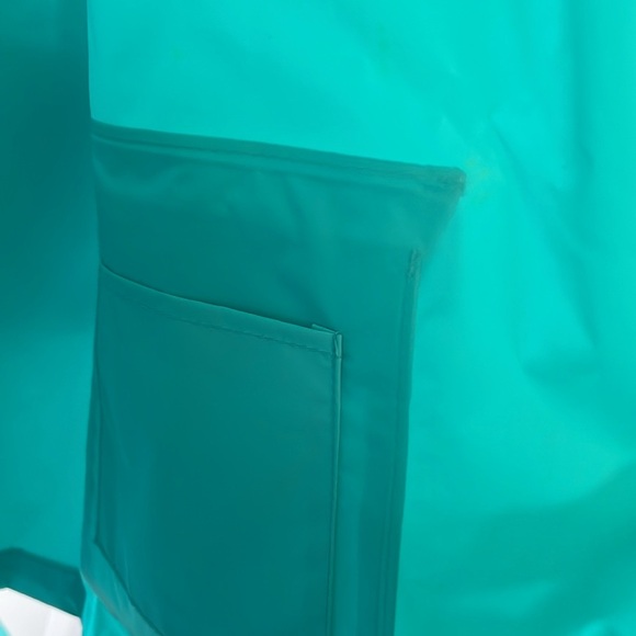 Women’s LL Bean Sz M Aqua hooded raincoat 2 front/1 interior pockets ventilation - Picture 12 of 12
